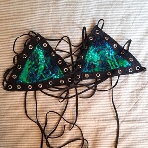 🍋 disco lemonade lace up disco top